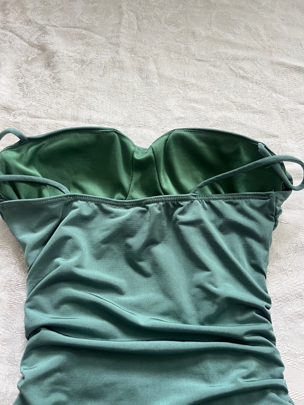 Windsor Sage Green Ruched Bodycon Mini Dress Size S Spaghetti Strap - Picture 9 of 9